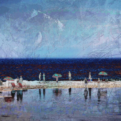 The Studio Art Gallery - Edge of Blue - Summertime by Robyn Schoon - Digital Mixed Media