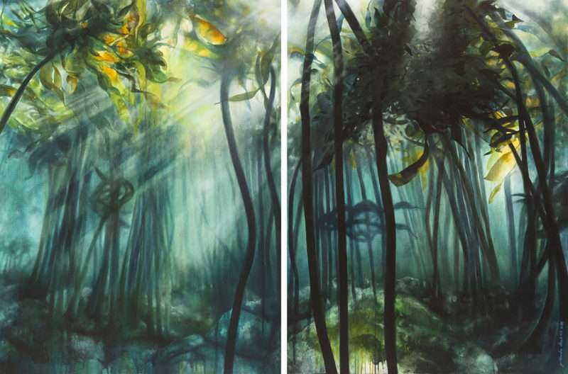 The Studio Art Gallery - Eco-Logic Awards 2019 - Artist for Nature Exhibition - Paula DuBois - Help Forest - Diptych